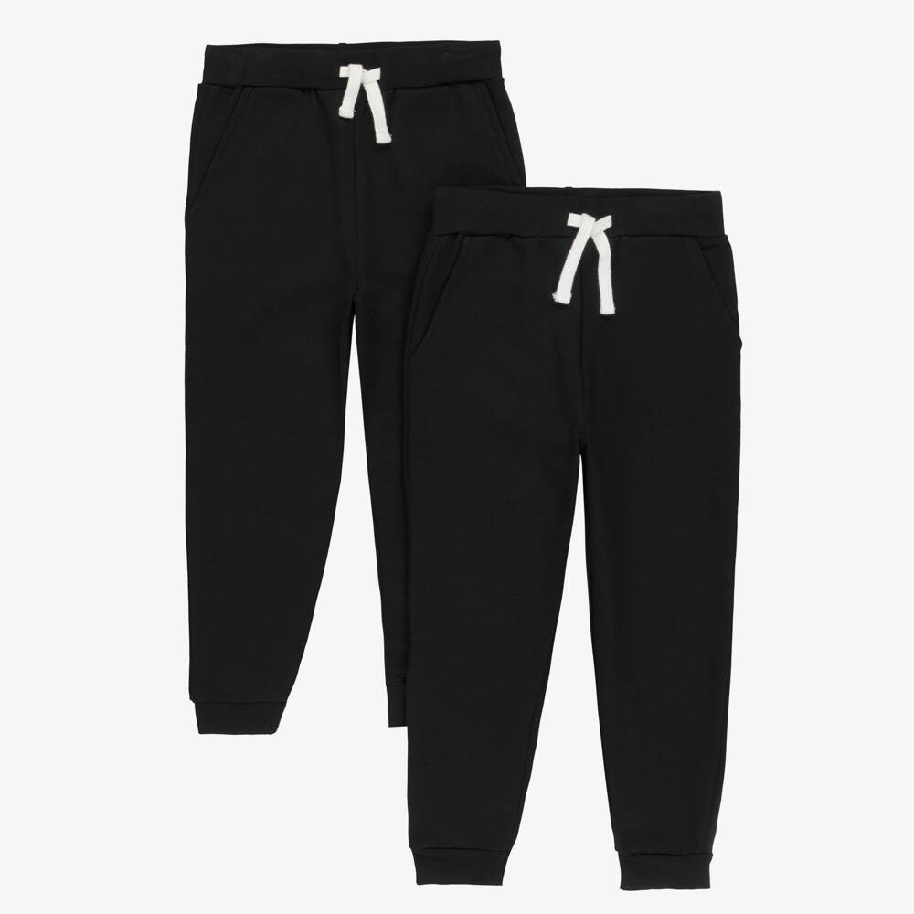 Childrensalon Essentials-Boys Black Organic Cotton Jersey Joggers (2 Pack) | Childrensalon