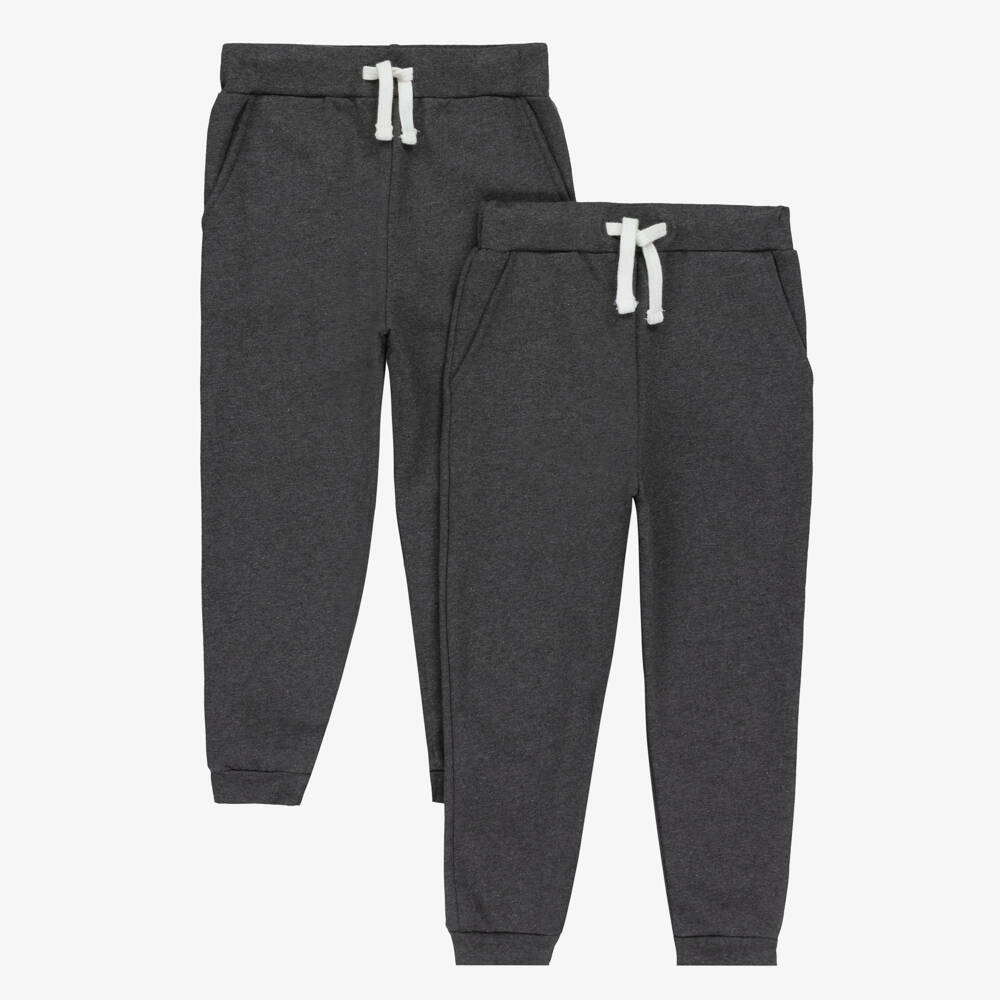 Childrensalon Essentials-Boys Dark Grey Organic Cotton Jersey Joggers (2 Pack) | Childrensalon