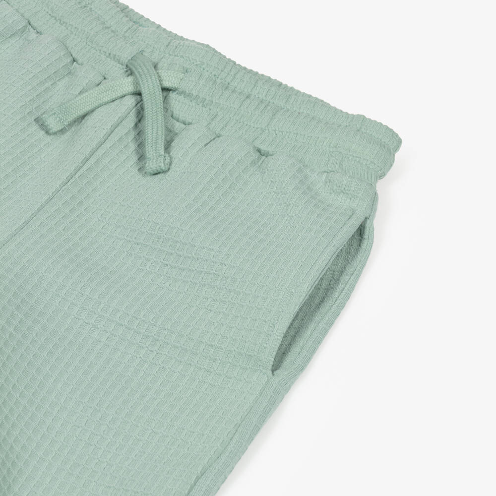 Childrensalon Essentials-Boys Green Organic Cotton Waffle Shorts Set | Childrensalon
