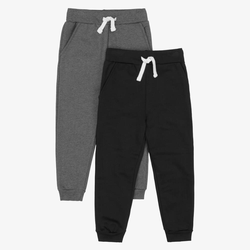 Childrensalon Essentials-بنطلون رياضي قطن عضوي لون أسود ورمادي (عدد 2) | Childrensalon