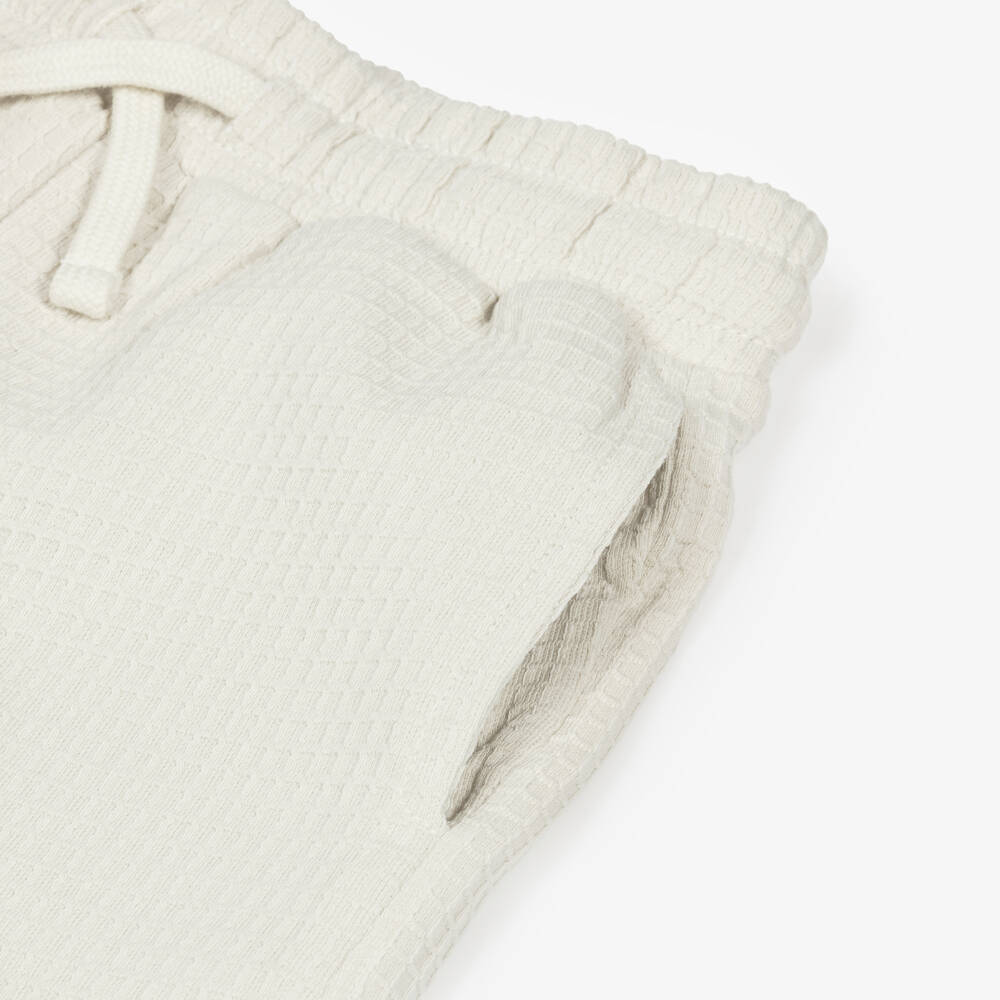 Childrensalon Essentials-Boys Ivory Organic Cotton Waffle Shorts Set | Childrensalon