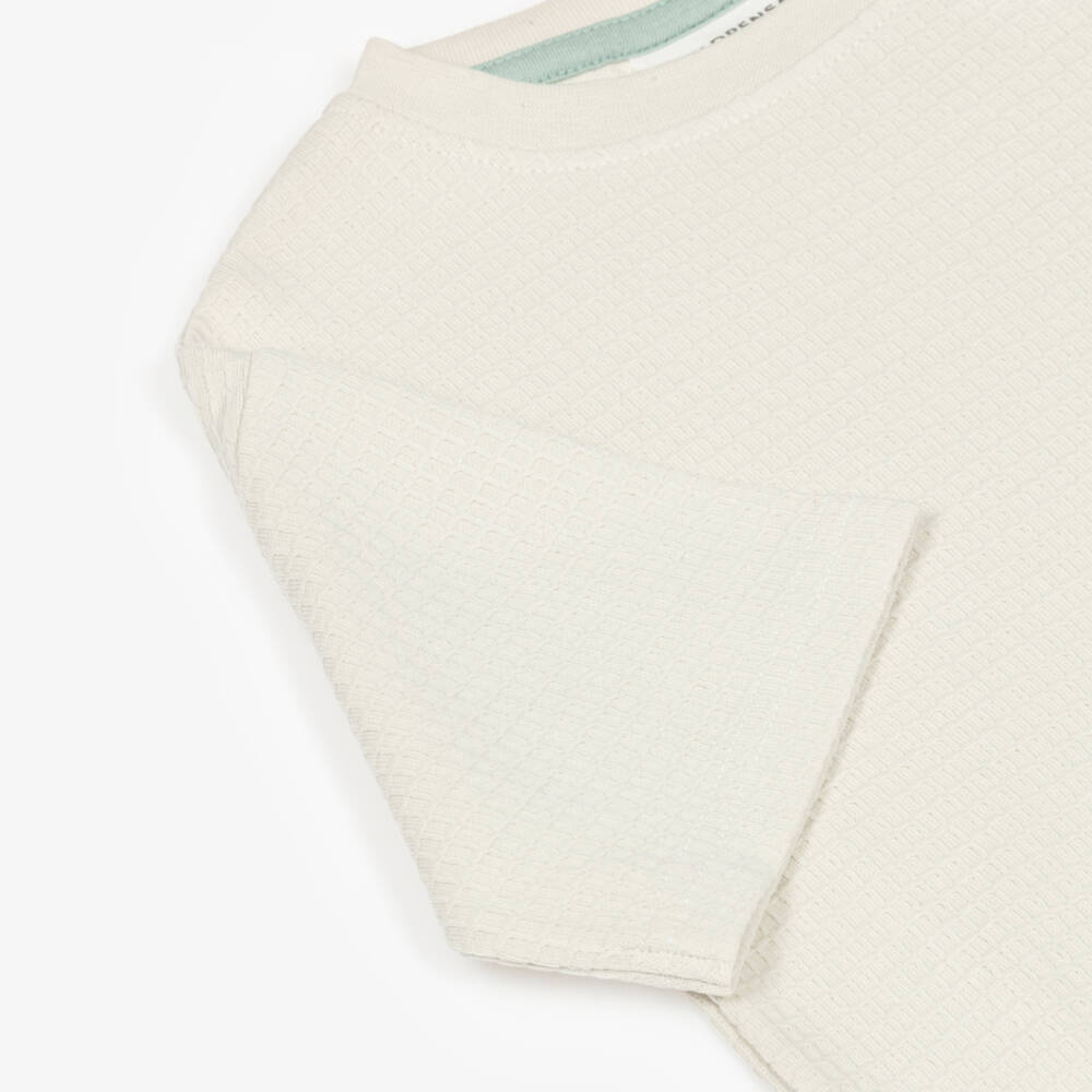 Childrensalon Essentials-Boys Ivory Organic Cotton Waffle Shorts Set | Childrensalon