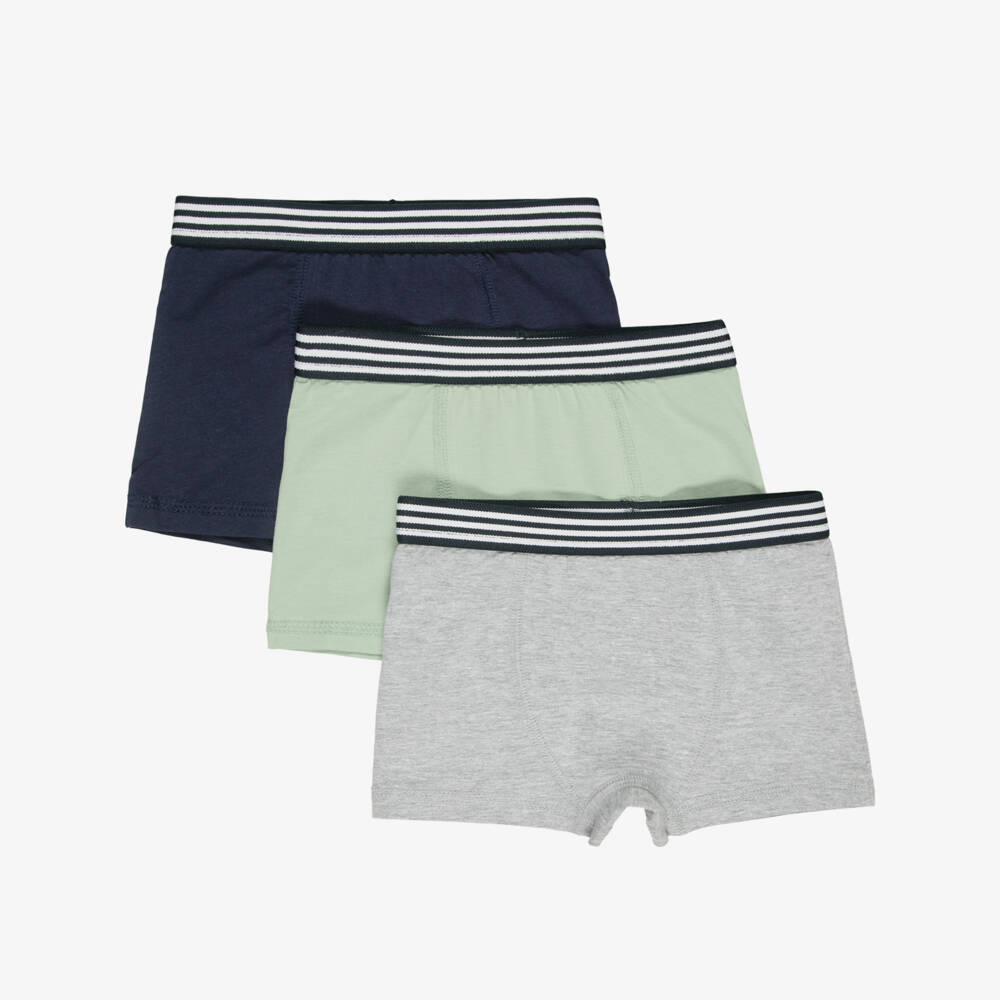 Childrensalon Essentials-Boys Navy & Green Boxer Shorts (3 Pack) | Childrensalon