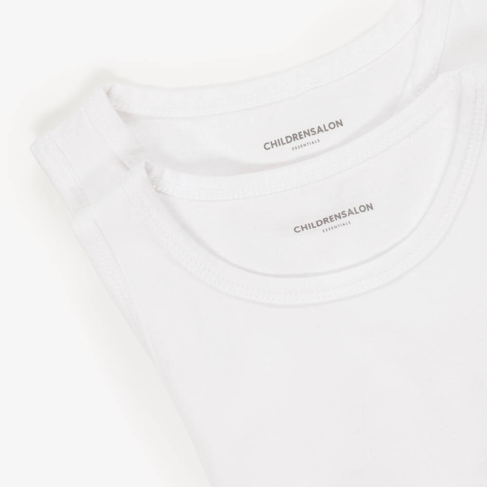 Childrensalon Essentials-Boys White Organic Cotton Jersey Vests (2 Pack) | Childrensalon