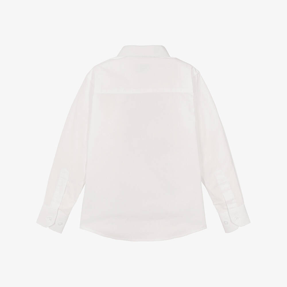 Childrensalon Essentials-Boys White Organic Cotton Long-Sleeved Shirt | Childrensalon
