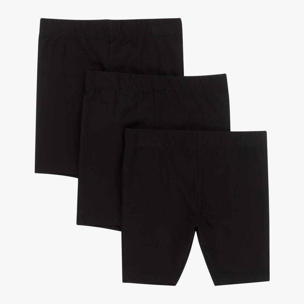 Childrensalon Essentials-Girls Black Organic Cycling Shorts (3 Pack) | Childrensalon