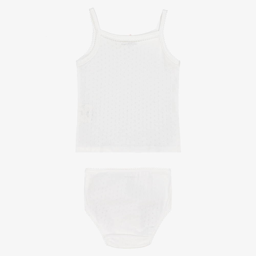 Childrensalon Essentials-Майка с трусиками кремовая из органического хлопка для девочек | Childrensalon