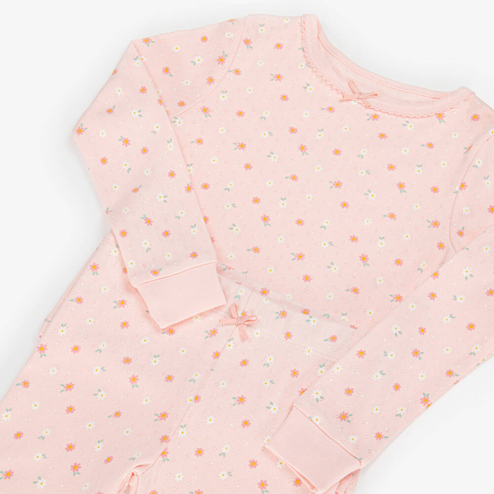 Childrensalon Essentials-Girls Pink Floral Organic Cotton Pointelle Pyjamas | Childrensalon