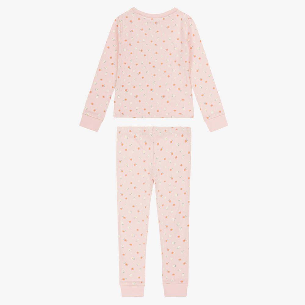 Childrensalon Essentials-Girls Pink Floral Organic Cotton Pointelle Pyjamas | Childrensalon