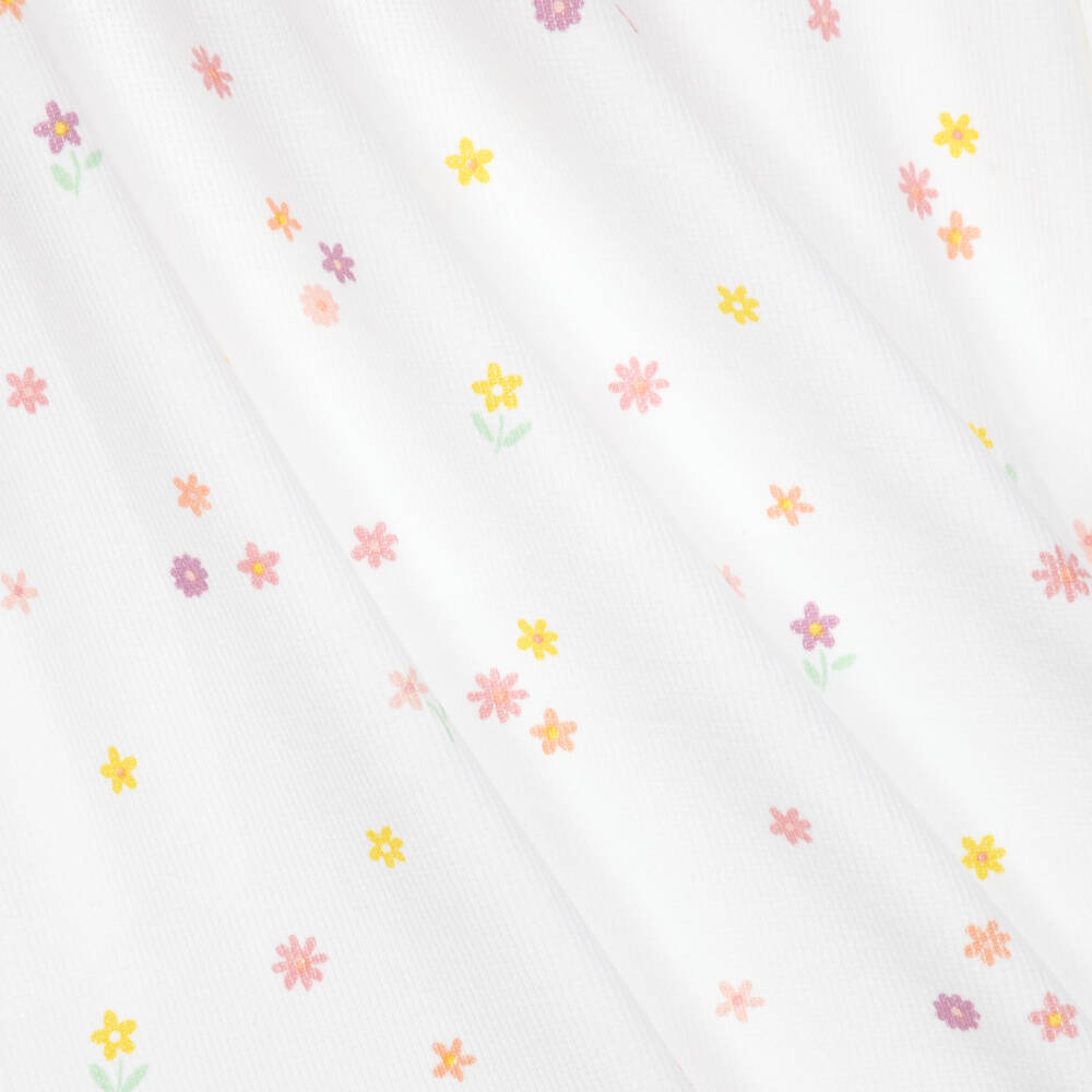 Childrensalon Essentials-Girls White Organic Cotton Nightdress with Flowers | Childrensalon