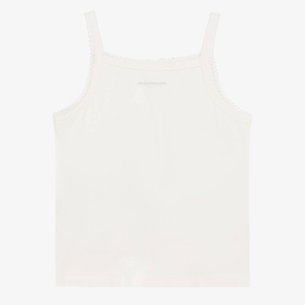 Childrensalon Essentials-Майки белые из органического хлопка с отделкой пико для девочек (3 штуки) | Childrensalon