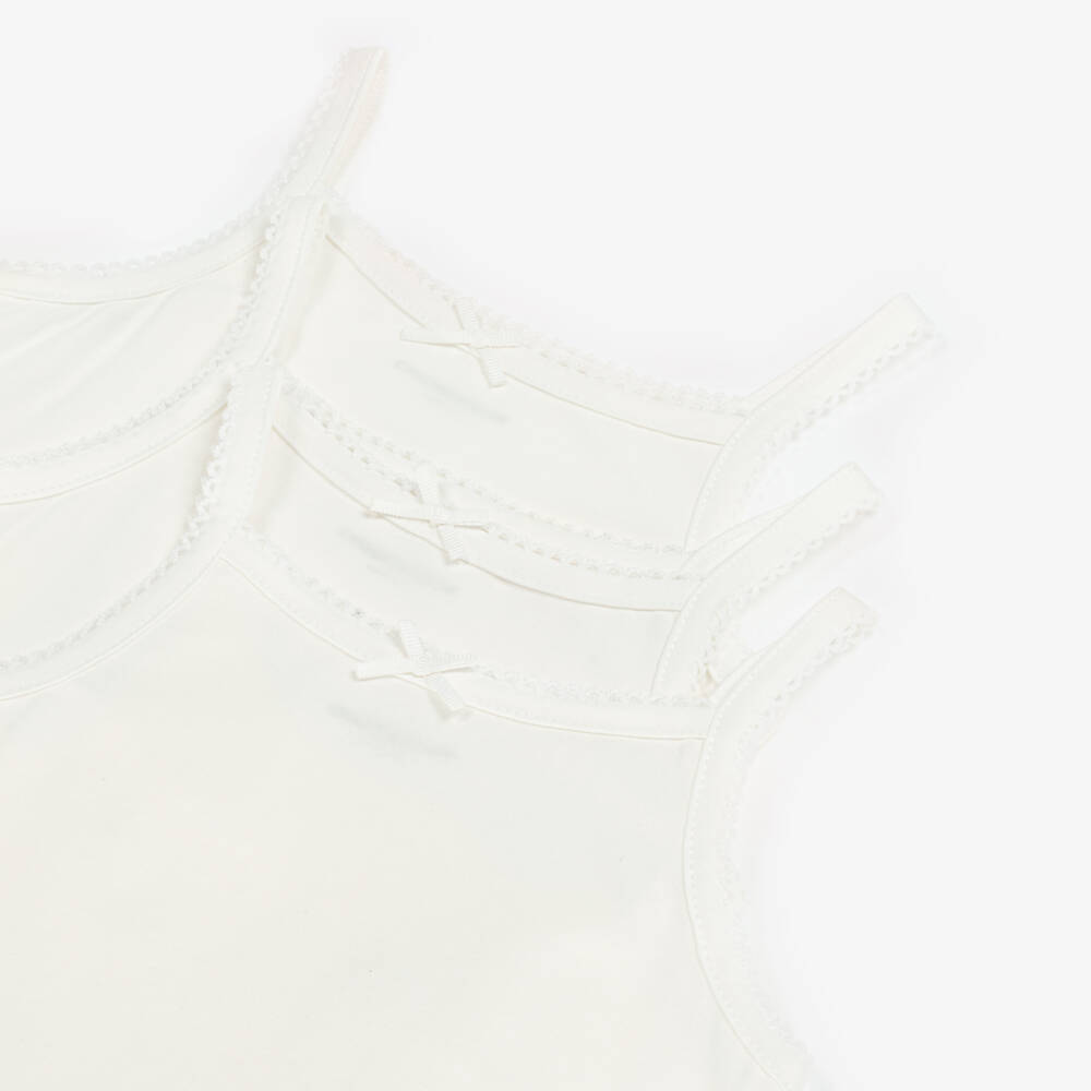 Childrensalon Essentials-Майки белые из органического хлопка с отделкой пико для девочек (3 штуки) | Childrensalon