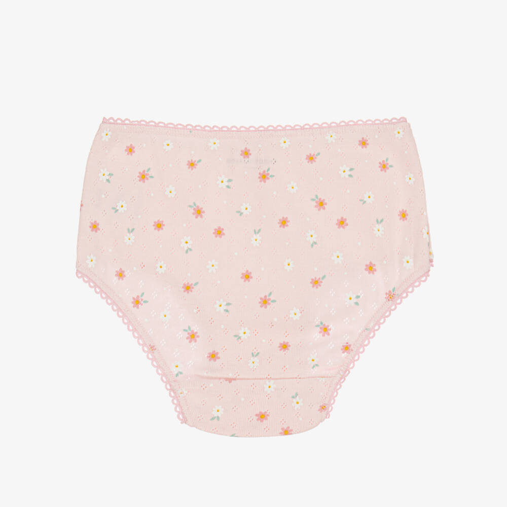 Childrensalon Essentials-سروال داخلي قطن عضوي لون زهري وأبيض للبنات (عدد 2) | Childrensalon