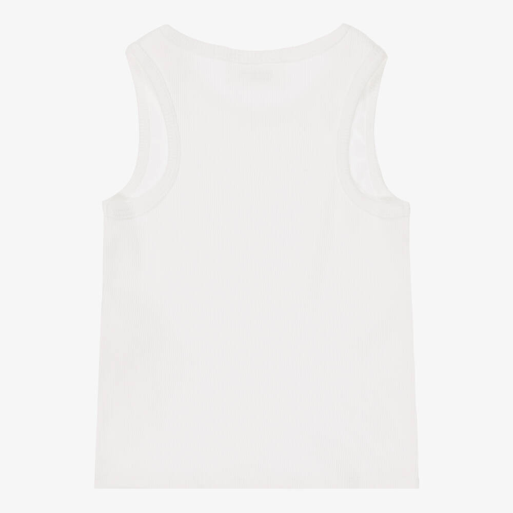 Childrensalon Essentials-Girls White Ribbed Jersey Vests (2 Pack) | Childrensalon