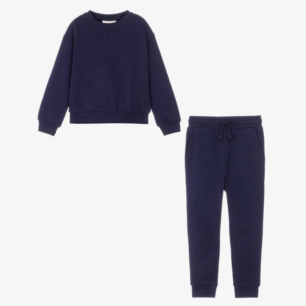 Childrensalon Essentials-Navy Blue Tracksuit in Organic Cotton Jersey | Childrensalon