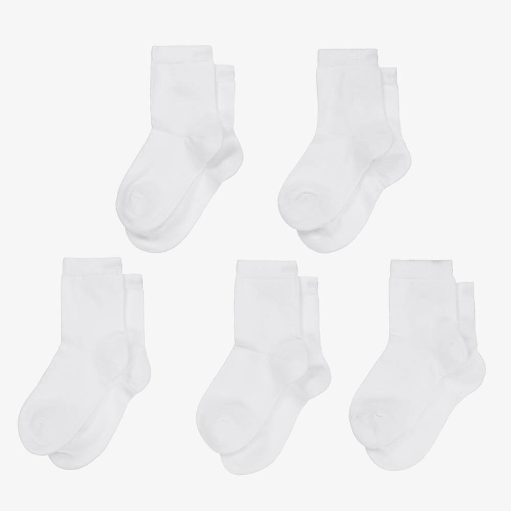 Childrensalon Essentials-White Cotton Crew Socks (5 Pack) | Childrensalon