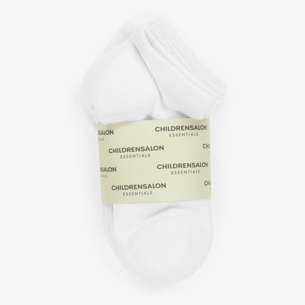 Childrensalon Essentials-White Cotton Trainer Socks (5 Pack) | Childrensalon