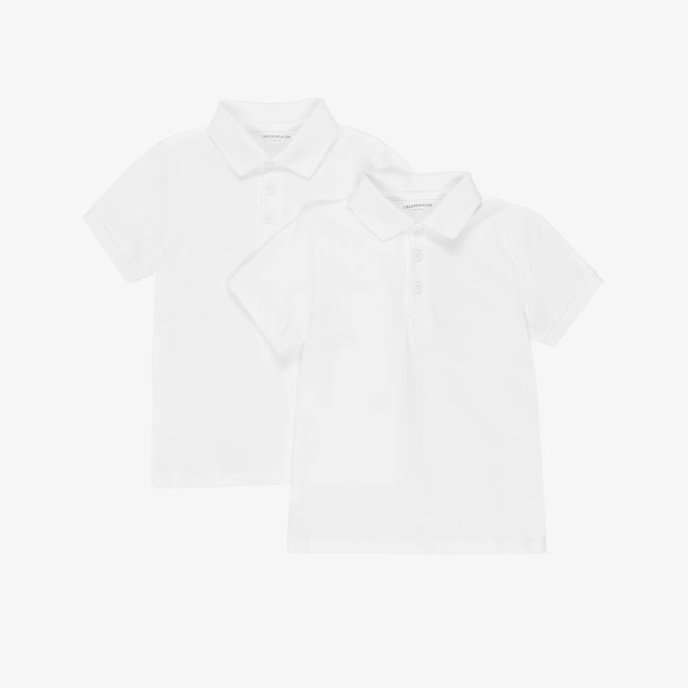 Childrensalon Essentials- White Organic Cotton Polo Shirts (2 Pack) | Childrensalon