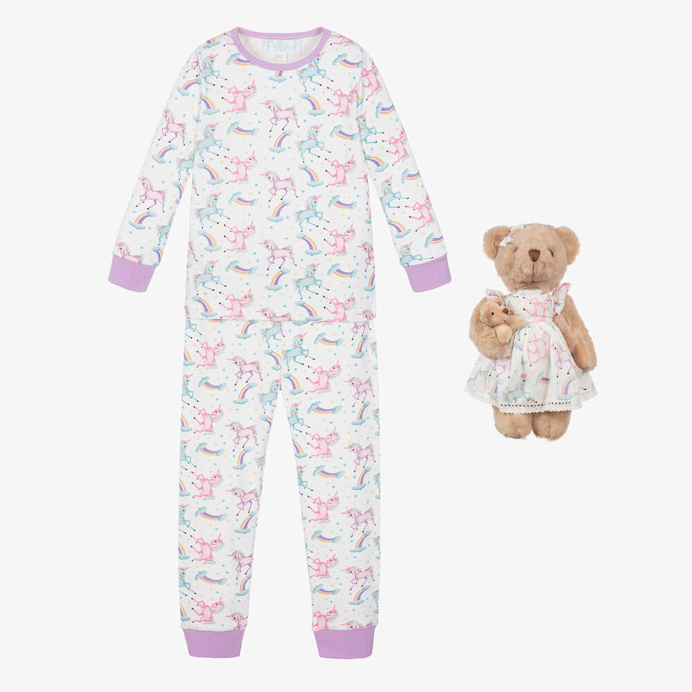 Childrensalon Hampers-Girls Unicorn Pyjamas & Teddy Bear Gift Hamper | Childrensalon