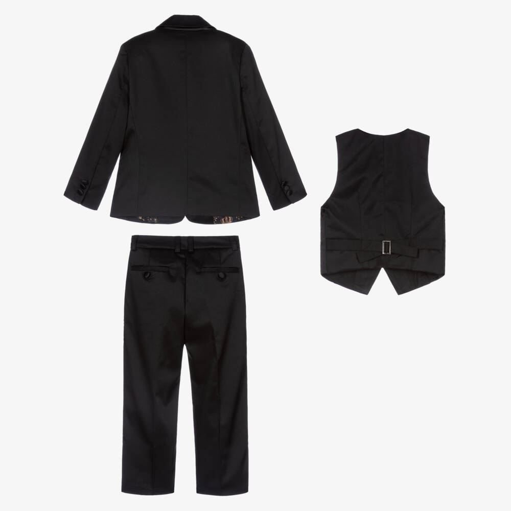Childrensalon Occasions-Boys Black 4 Piece Tuxedo Suit | Childrensalon