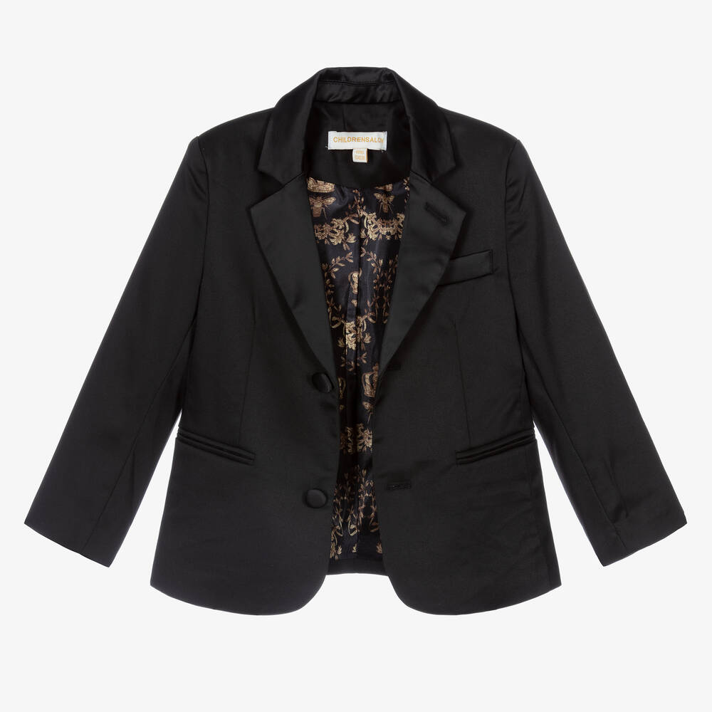 Childrensalon Occasions-بدلة تاكسيدو تويل لون أسود للأولاد - 4 قطع | Childrensalon