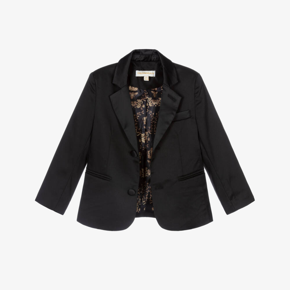 Childrensalon Occasions-Boys Black 4 Piece Tuxedo Suit | Childrensalon
