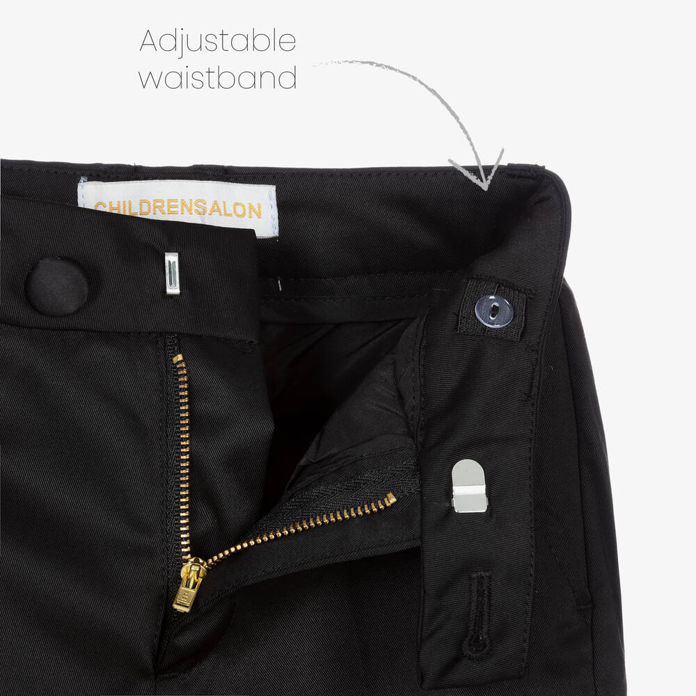 Childrensalon Occasions-بدلة تاكسيدو تويل لون أسود للأولاد - 4 قطع | Childrensalon