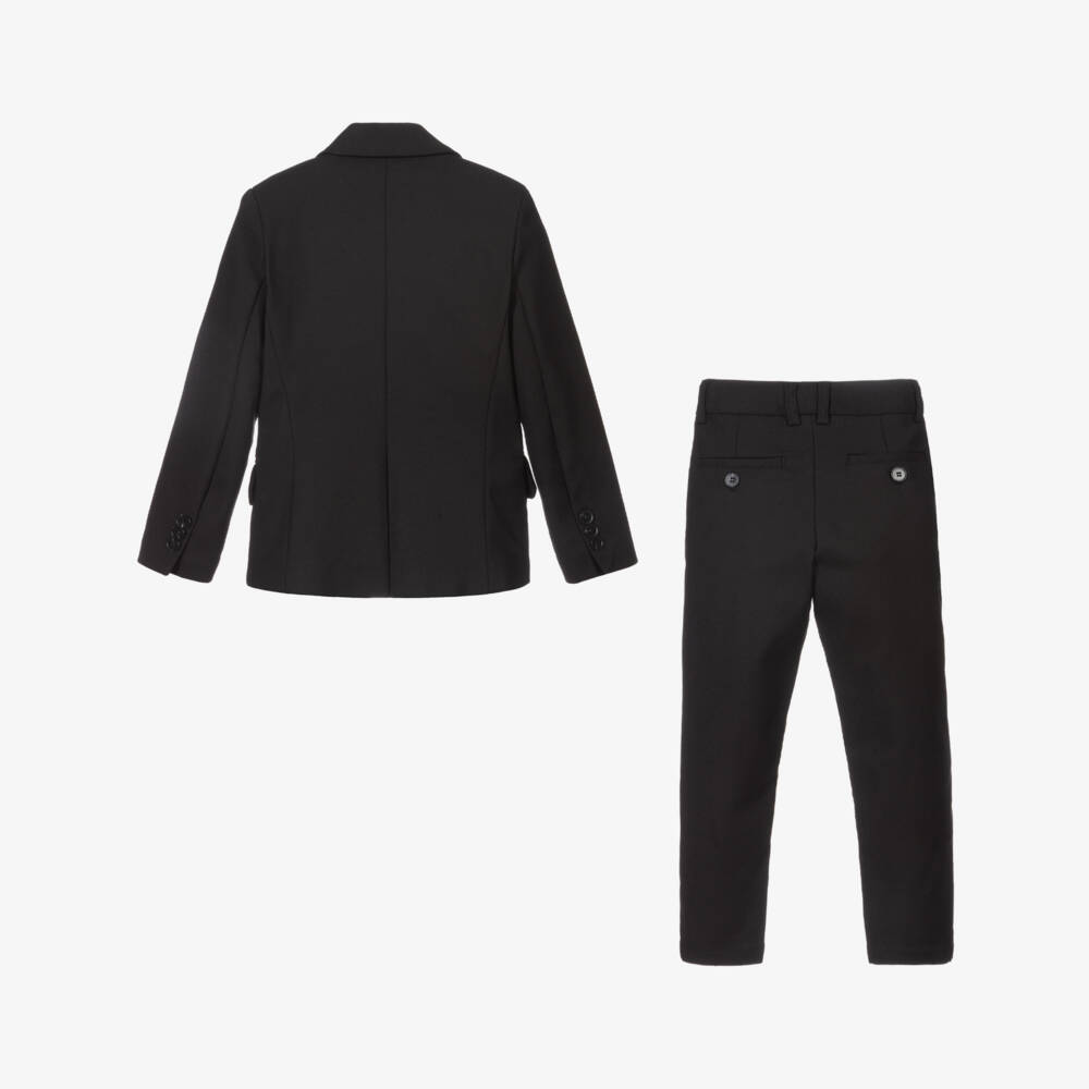 Childrensalon Occasions-Черный хлопковый однобортный костюм для мальчиков | Childrensalon