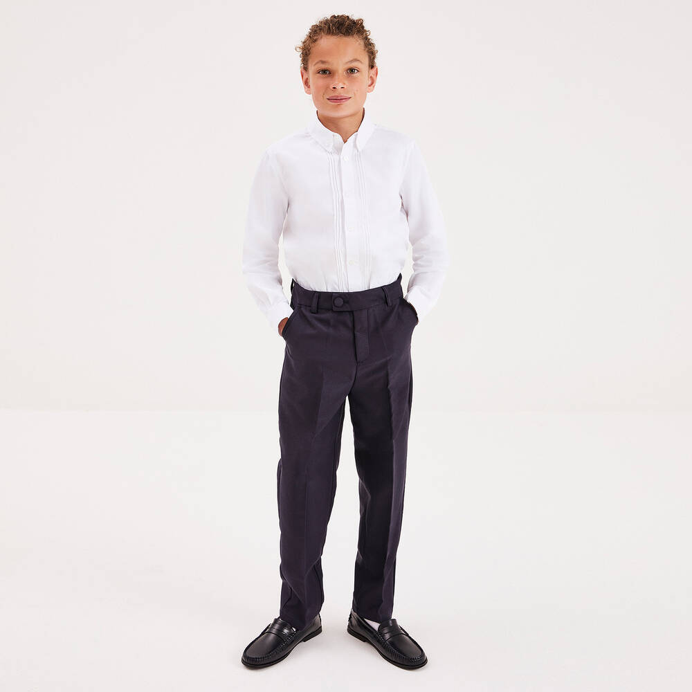 Childrensalon Occasions-Boys Blue Cotton Chino Trousers | Childrensalon