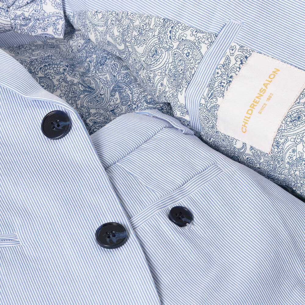 Childrensalon Occasions-Boys Blue Stripe Suit & Bow Tie | Childrensalon