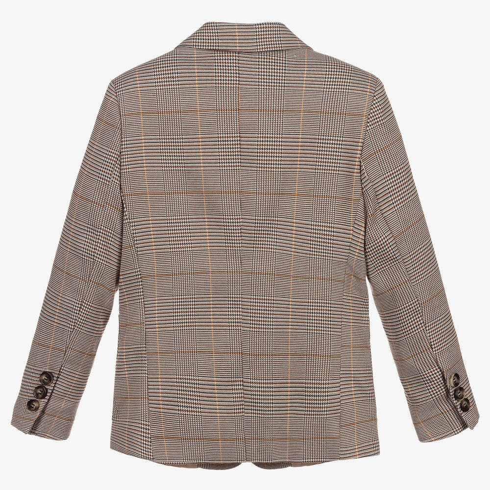 Childrensalon Occasions-Boys Brown Dogstooth Check Jacket | Childrensalon