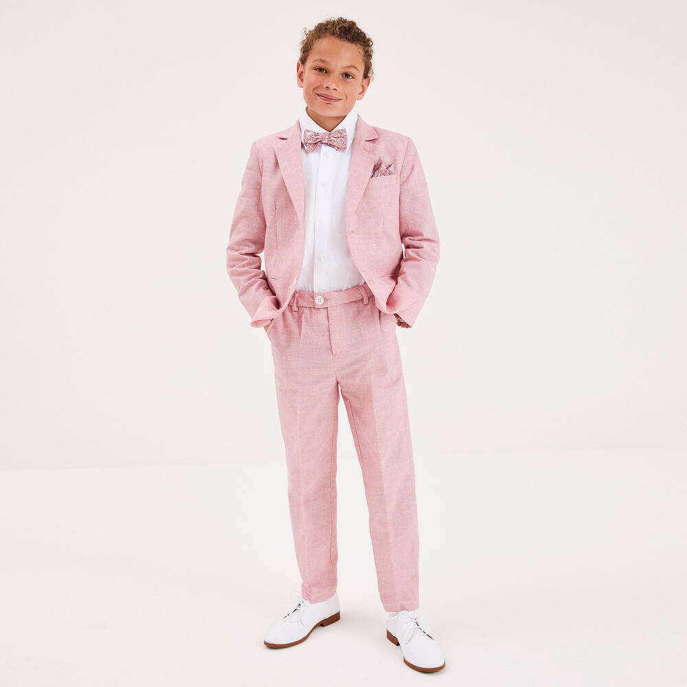 Childrensalon Occasions-Boys Red Stripe Suit & Bow Tie | Childrensalon