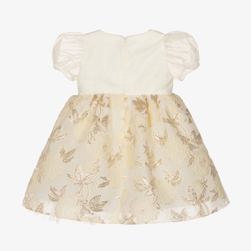 Childrensalon Occasions-Girls Ivory Organza Jacquard Dress | Childrensalon