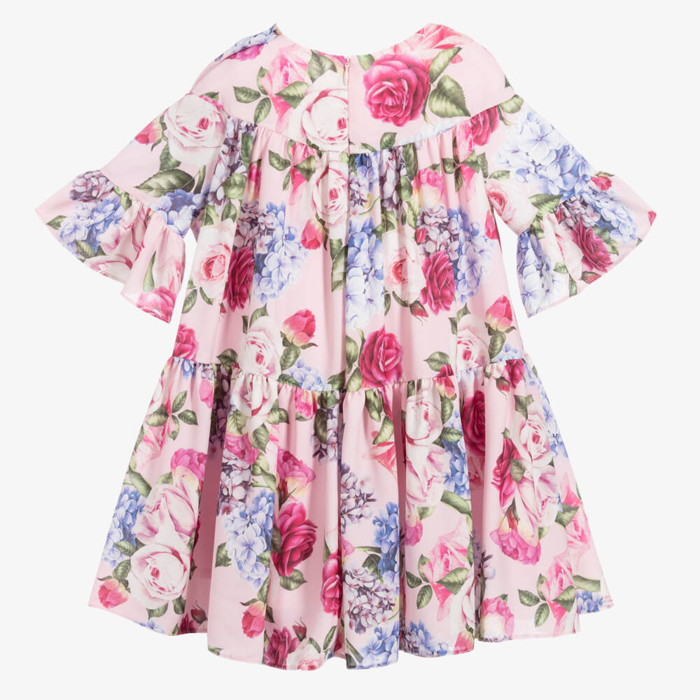 Childrensalon Occasions-Girls Pink Floral Crêpe Dress | Childrensalon