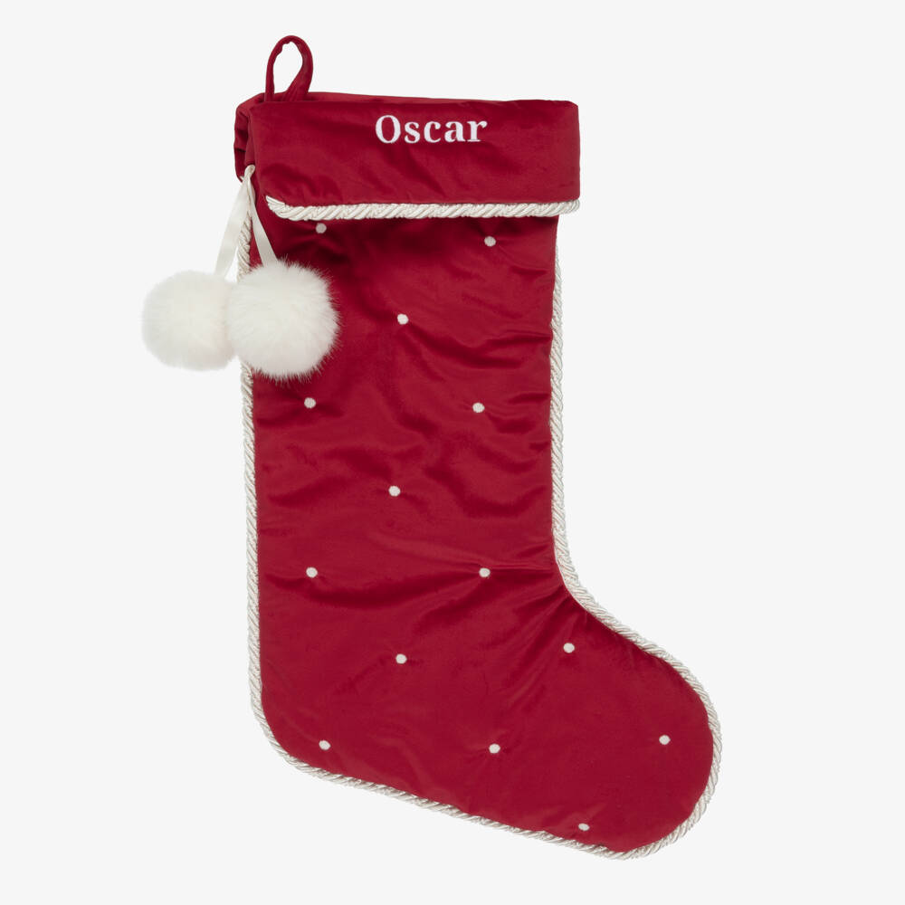 CHILDRENSALON-Personalised Red Velvet Christmas Stocking (54cm) | Childrensalon