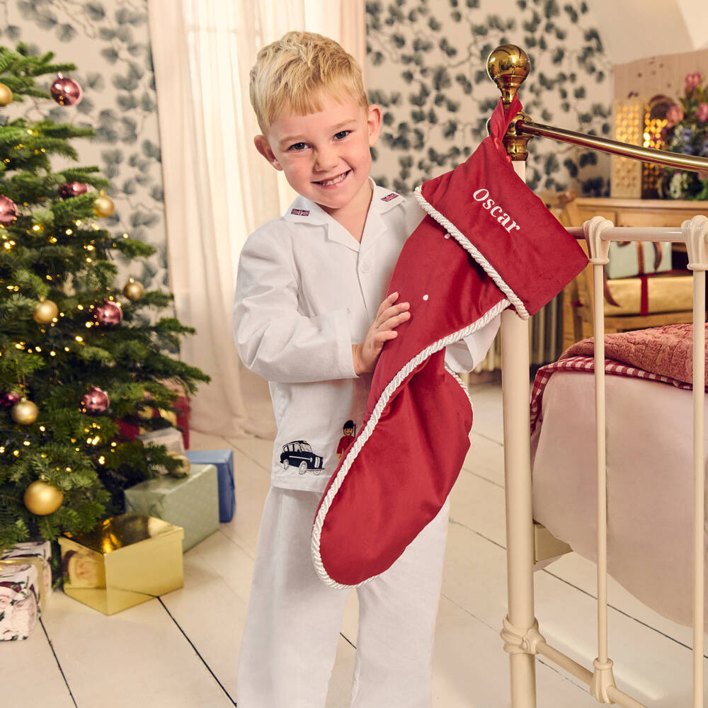 CHILDRENSALON-Personalised Red Velvet Christmas Stocking (54cm) | Childrensalon
