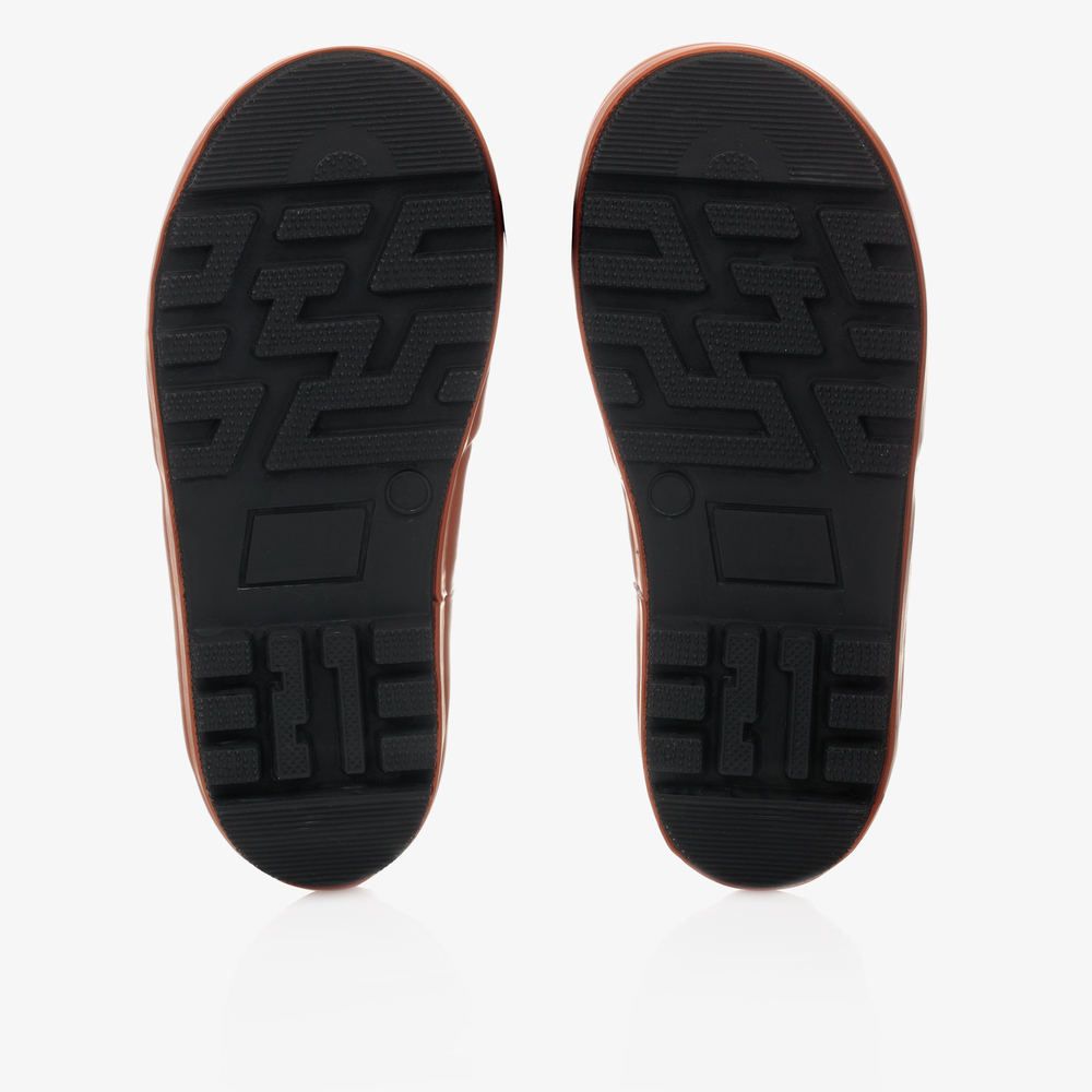 Chipmunks-Black & Orange Fox Rain Boots | Childrensalon