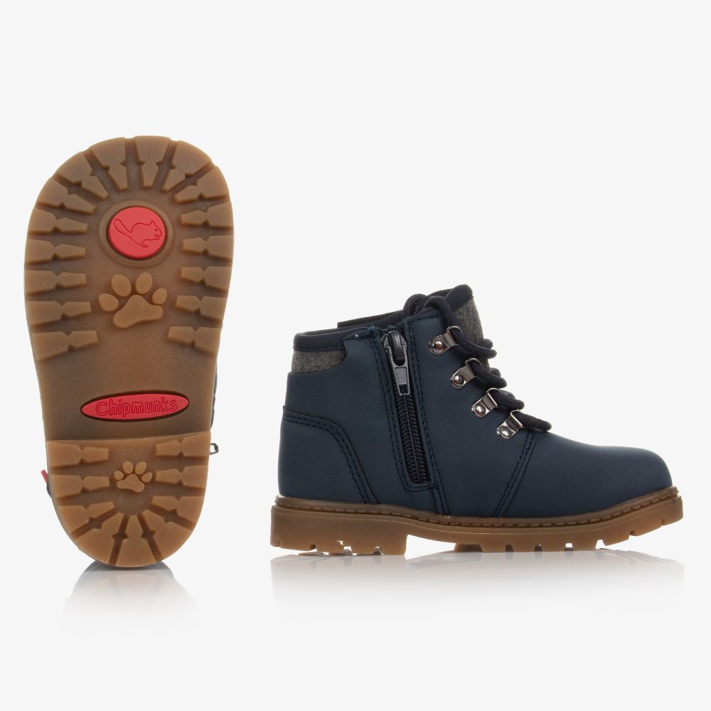 Chipmunks-Boys Blue Faux Leather Boots | Childrensalon