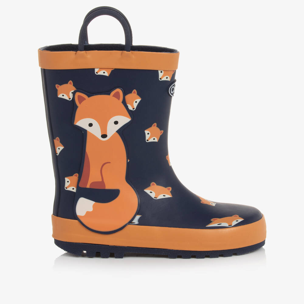 Chipmunks-Сине-оранжевые резиновые сапоги с лисичками для мальчиков | Childrensalon