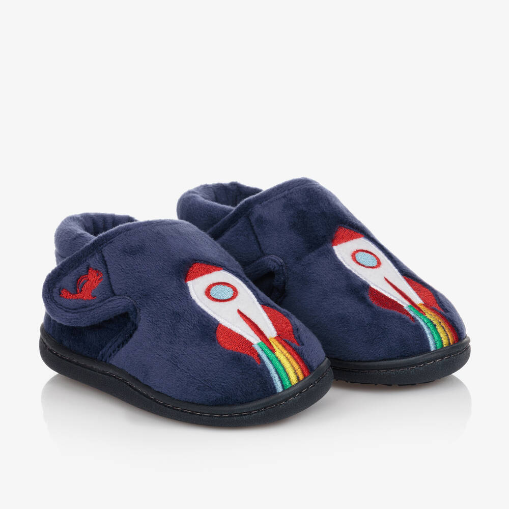 Chipmunks-Boys Blue Rocket Velcro Slippers | Childrensalon