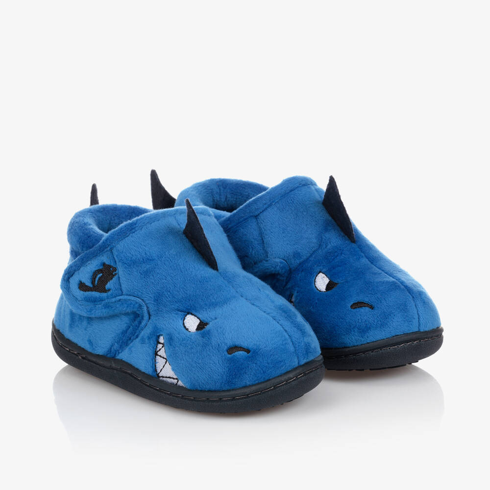Chipmunks-Синие тапочки на липучках в виде акул для мальчиков | Childrensalon