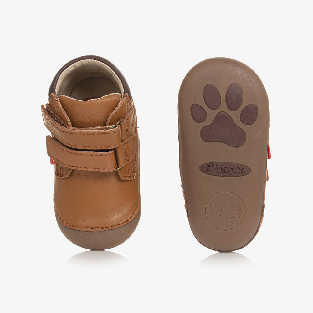 Chipmunks-Brown Leather First-Walker Boots | Childrensalon
