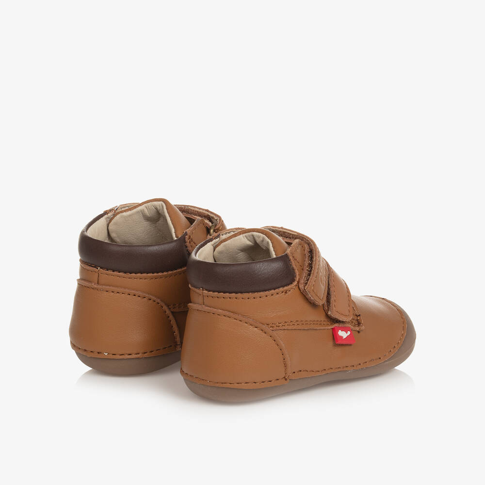 Chipmunks-Brown Leather First-Walker Boots | Childrensalon