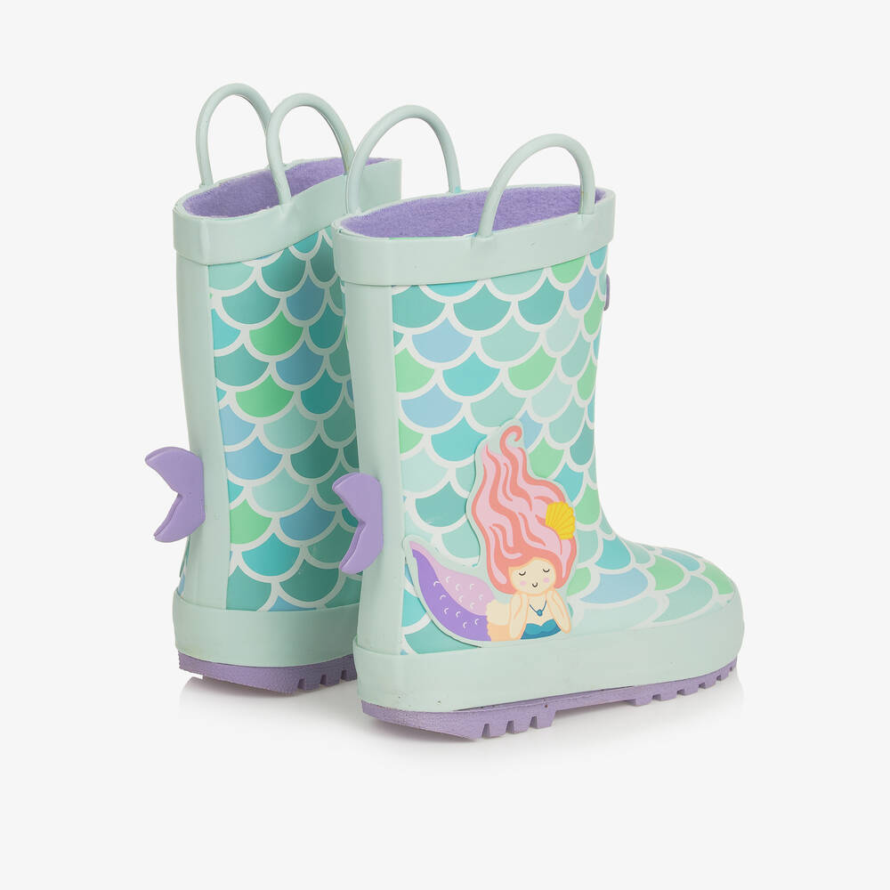 Chipmunks-Girls Green Mermaid Rain Boots | Childrensalon