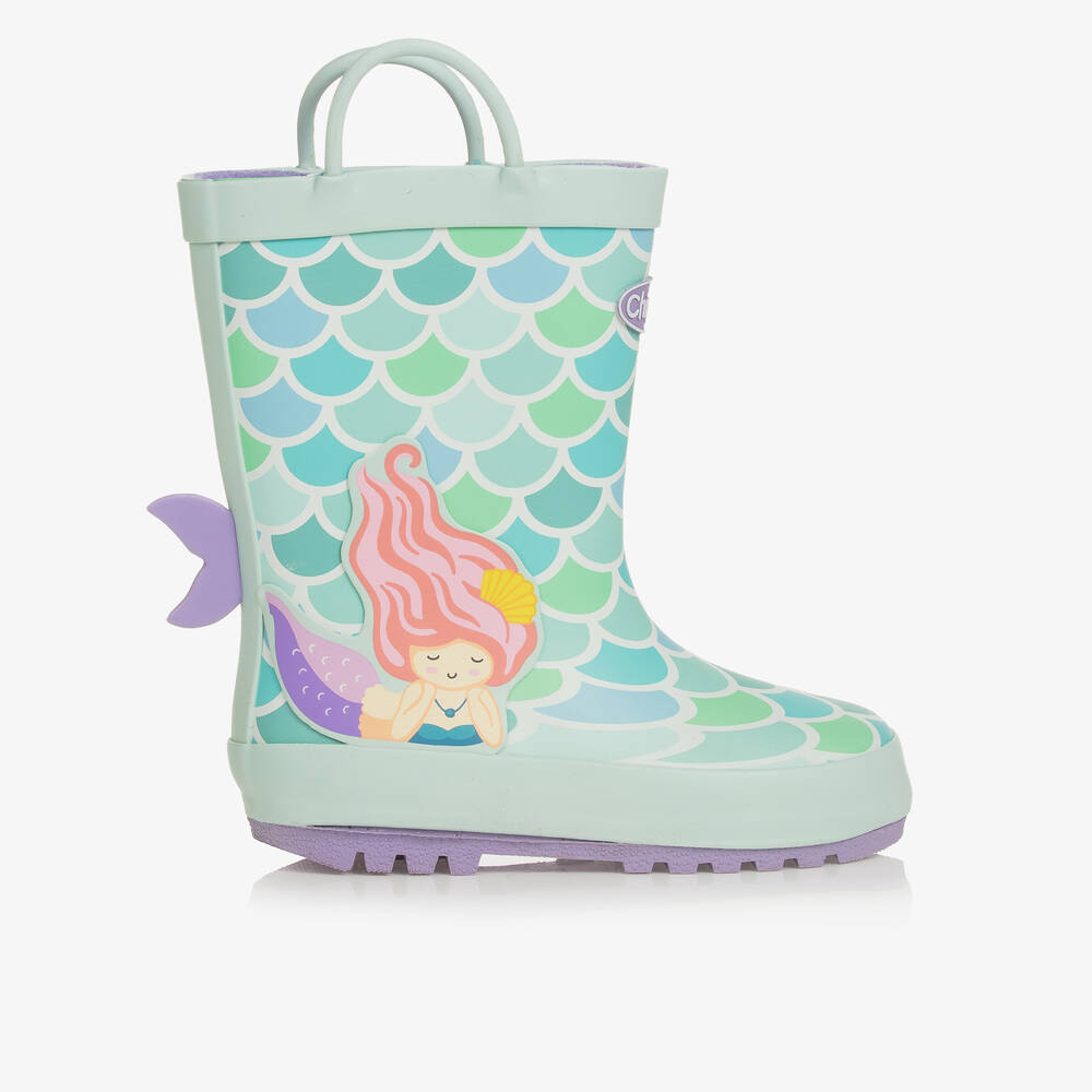 Chipmunks-Girls Green Mermaid Rain Boots | Childrensalon