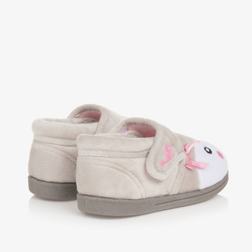 Chipmunks-Girls Grey Fleece Penguin Slippers | Childrensalon