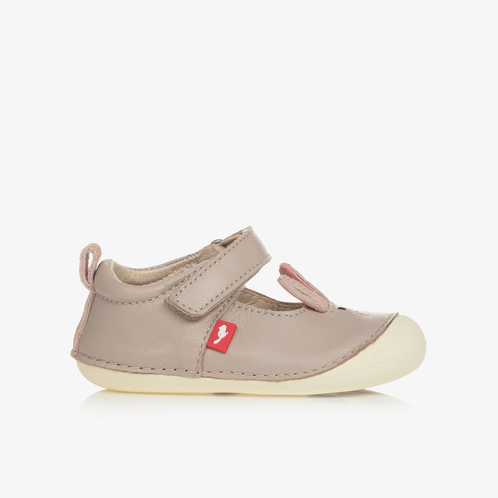 Chipmunks-Girls Grey Leather First-Walker Shoes | Childrensalon