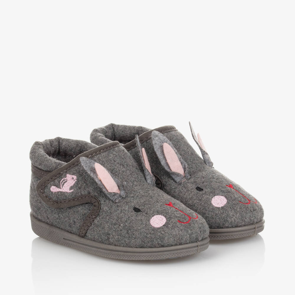 Chipmunks-Серые тапочки с кроликами для девочек | Childrensalon
