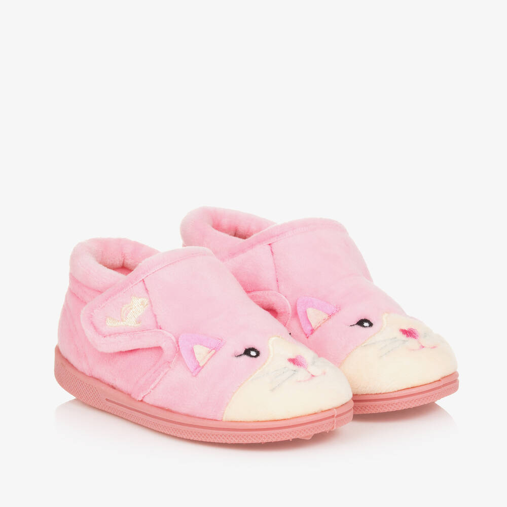 Chipmunks-Girls Pink Fleece Cat Slippers | Childrensalon