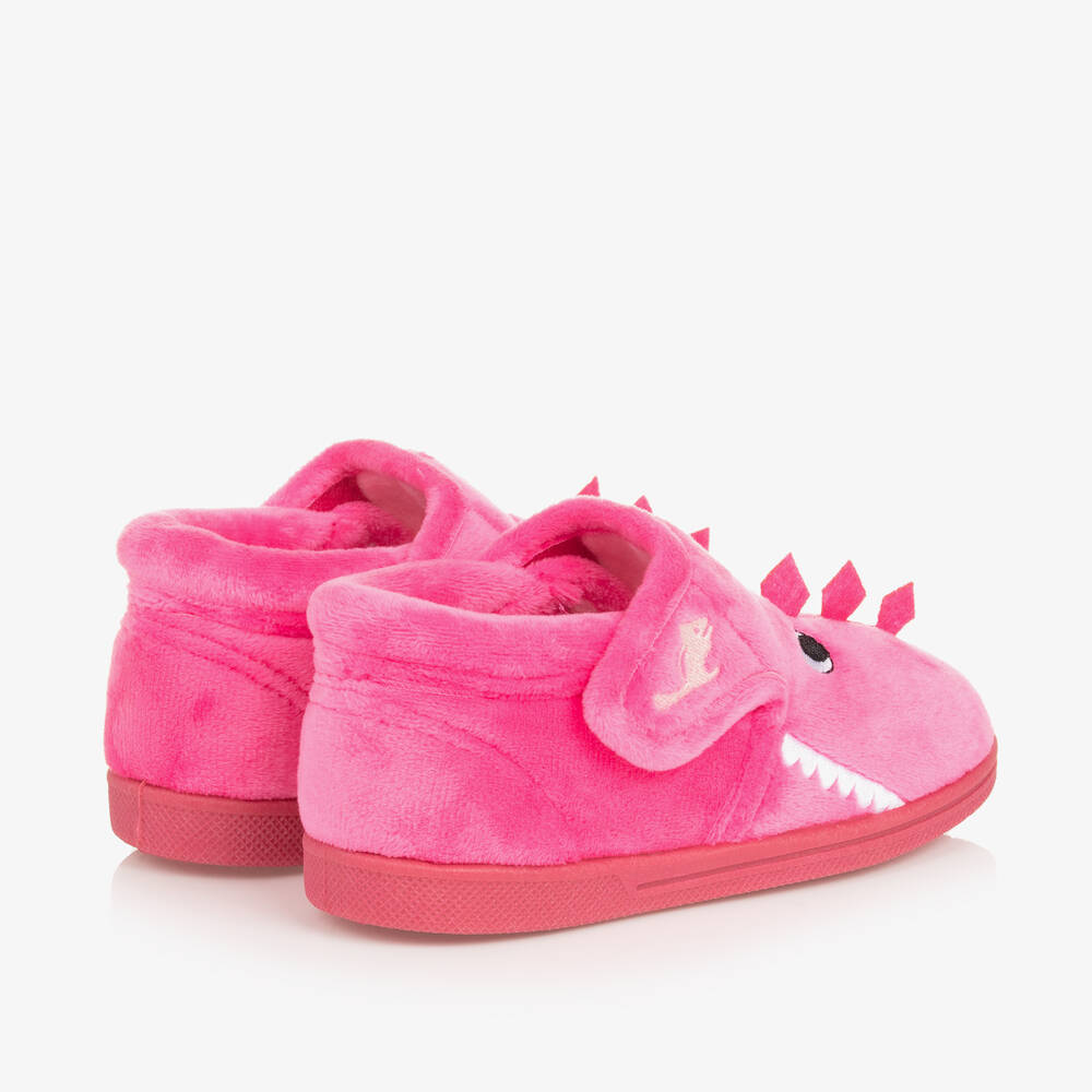 Chipmunks-Girls Pink Fleece Dinosaur Slippers | Childrensalon